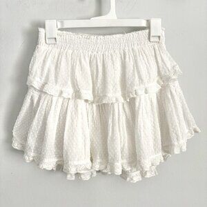 LoveShackFancy White Ruffle Mini Skirt Swiss Dot Antique White Women’s Size XS